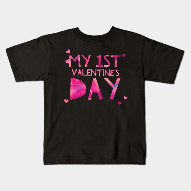 Baby's First Valentine's Day Kids T-Shirt by gillys